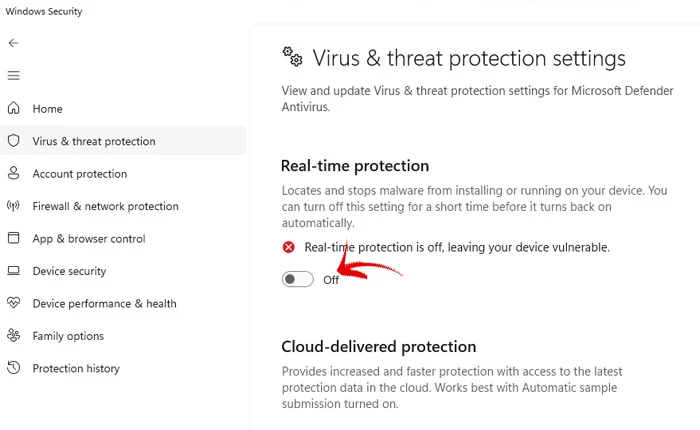 Virus and Threat Protection 